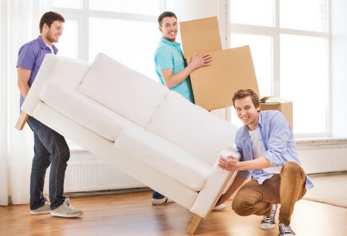Protected household furniture placed into storage
